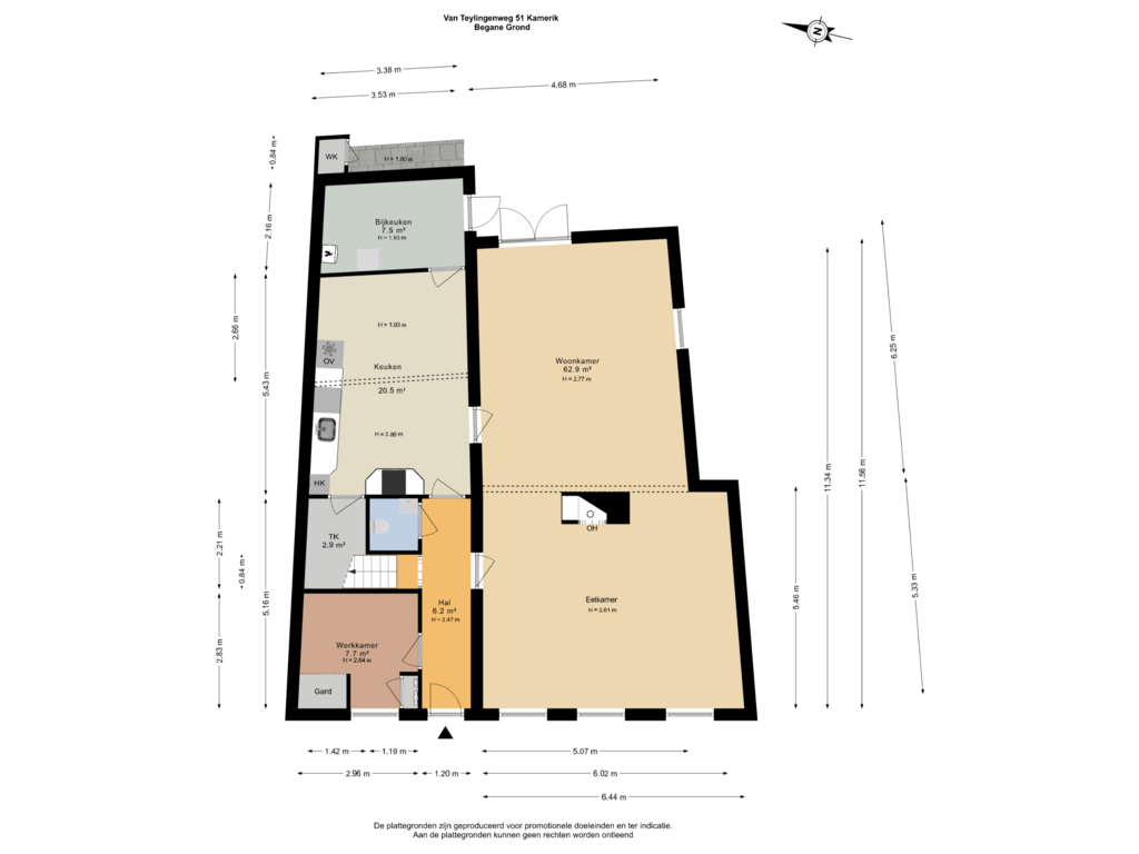 View floorplan of Begane Grond of Van Teylingenweg 51