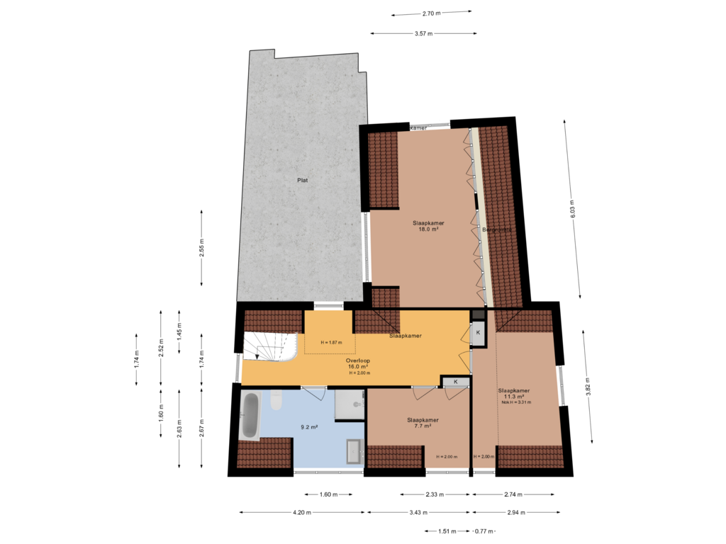 View floorplan of 1e Verdieping of Van Teylingenweg 51