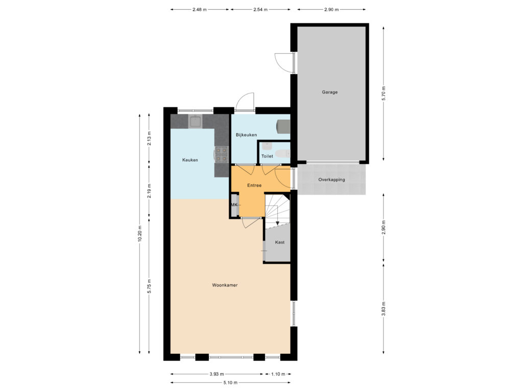 Bekijk plattegrond van Begane grond van Kervelbrink 18