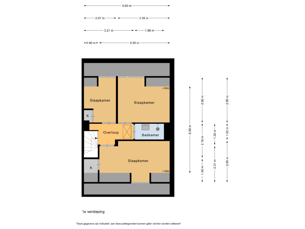 Bekijk plattegrond van 1e verdieping van Munnikenweg 85