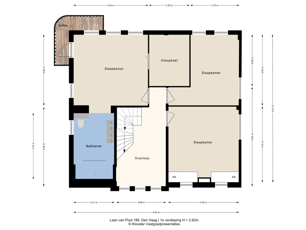 Bekijk plattegrond van 1e verdieping van Laan van Poot 188