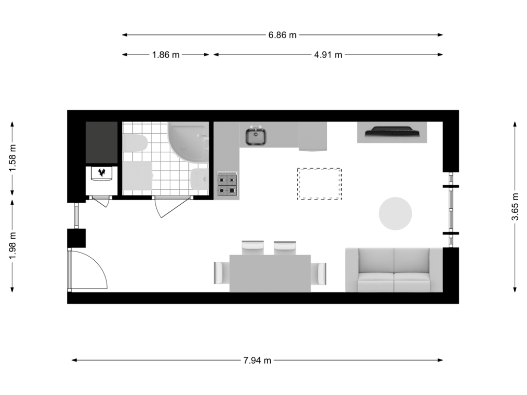 Bekijk plattegrond van Derde verdieping van Bloemstraat 31-E