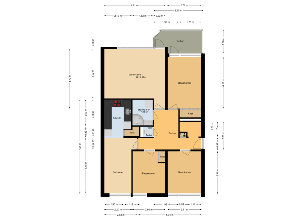 View floorplan of Appartement of Voordek 34