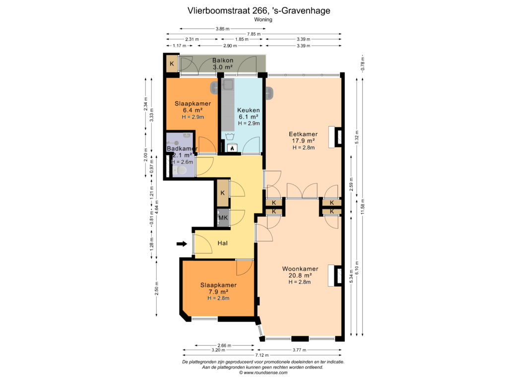 Bekijk plattegrond van Woning van Vlierboomstraat 266