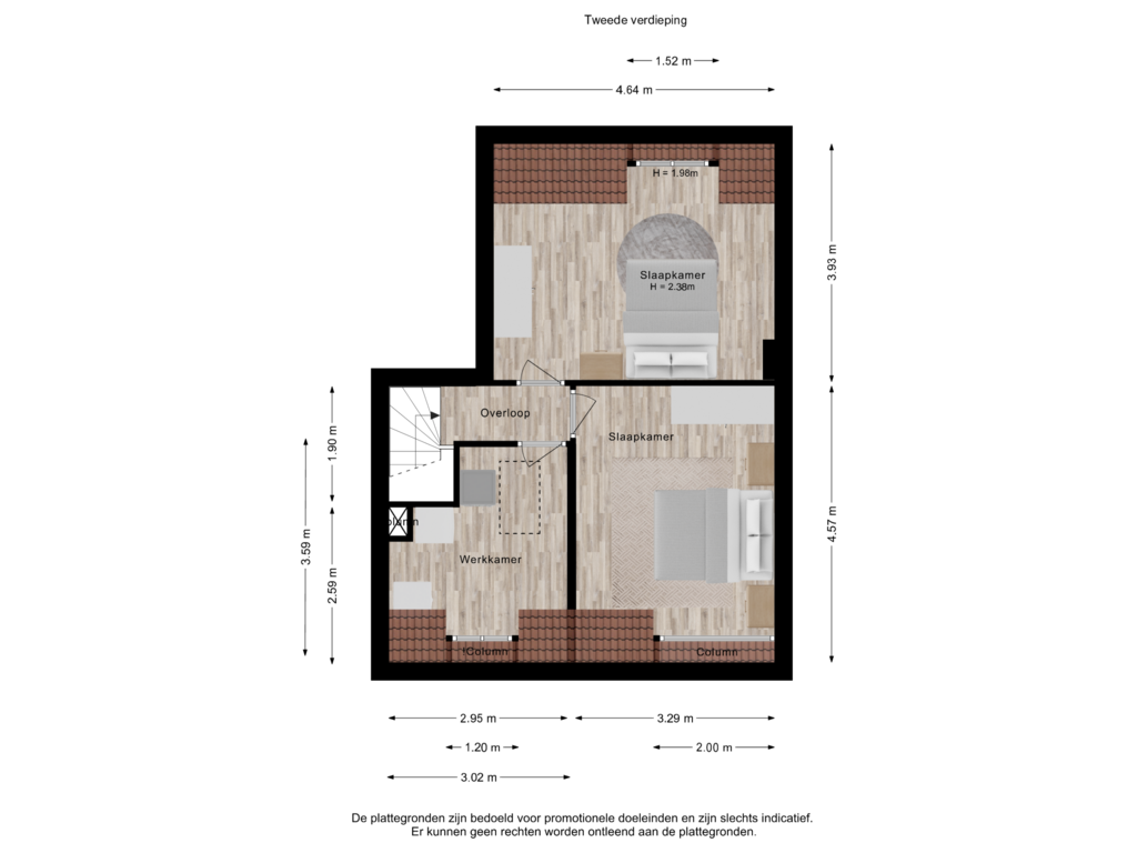 View floorplan of Tweede verdieping of Tooropstraat 168