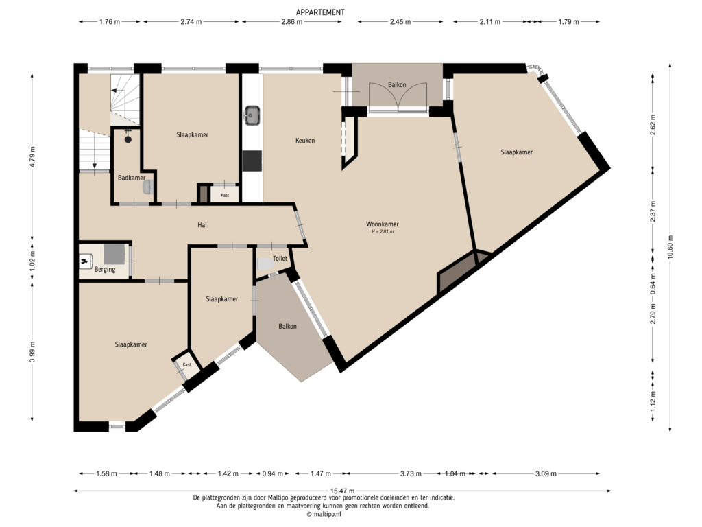 Bekijk plattegrond van Appartement van Balijelaan 18-BSA