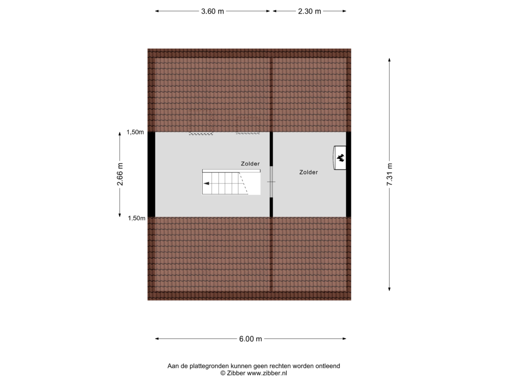 Bekijk plattegrond van Zolder van Marsstraat 11