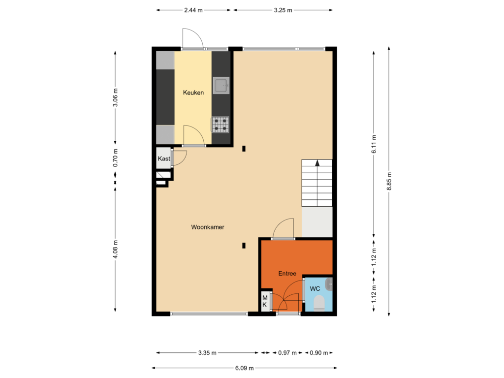 View floorplan of Begane grond of Albert Schweitzerstraat 109