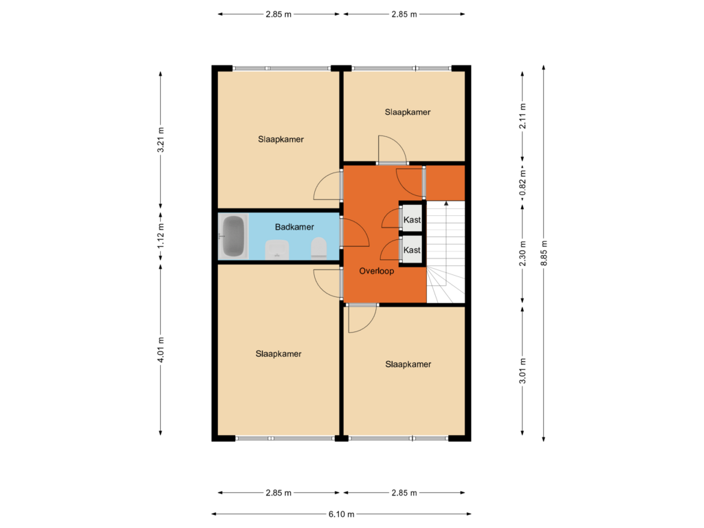 View floorplan of Eerste verdieping of Albert Schweitzerstraat 109