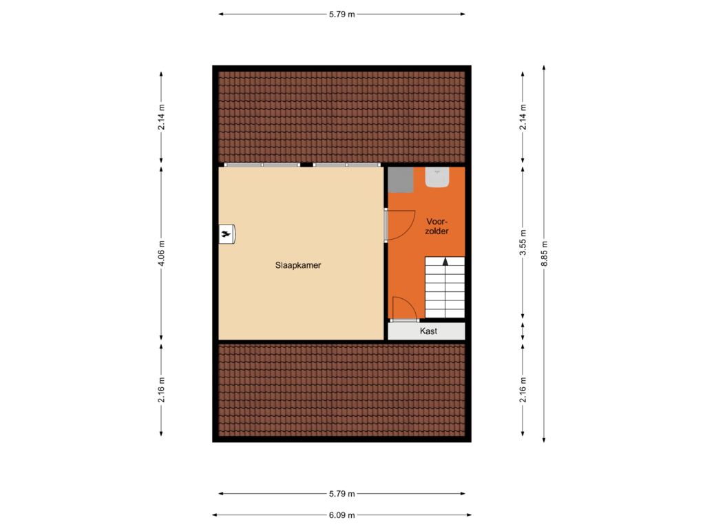 View floorplan of Tweede verdieping of Albert Schweitzerstraat 109