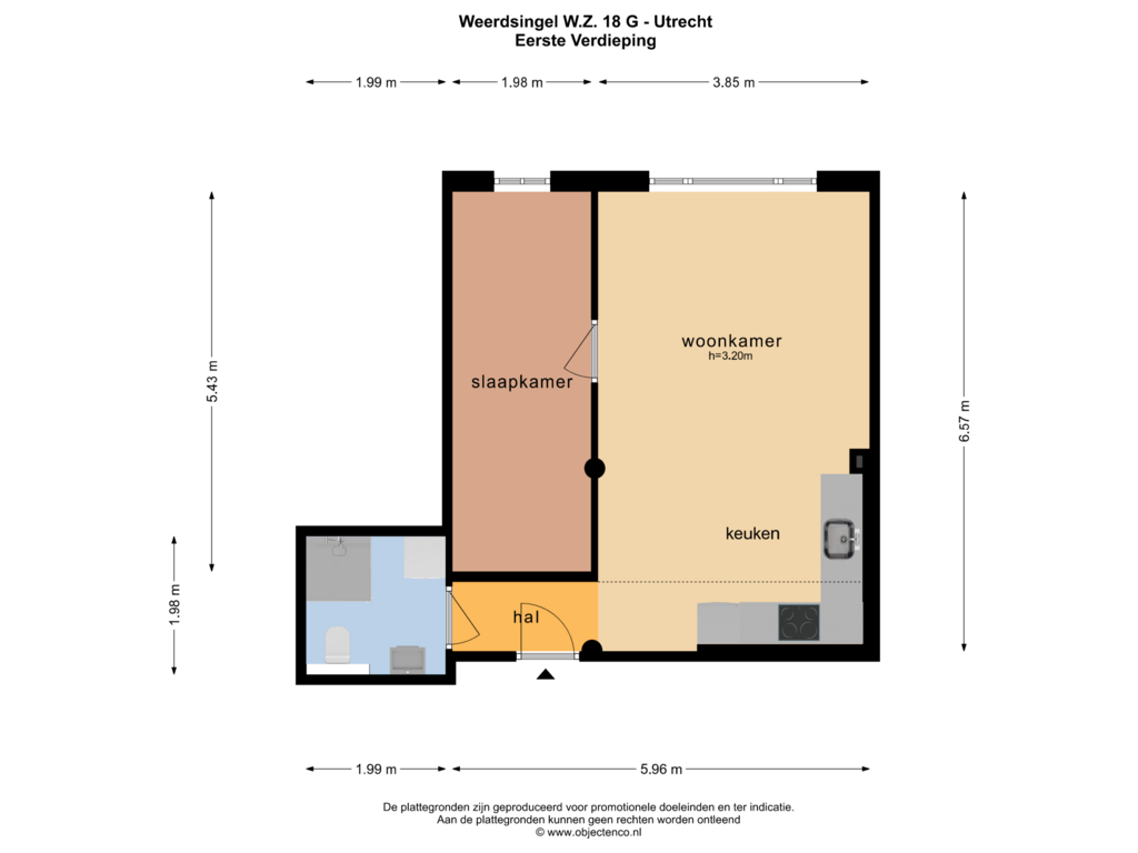 View floorplan of EERSTE VERDIEPING of Weerdsingel W.Z. 18-G