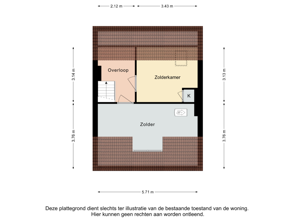 Bekijk plattegrond van Zolder van Kunderkampstraat 9