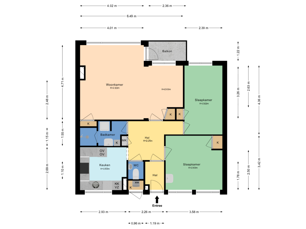 Bekijk plattegrond van Appartement van Koning Lodewijklaan 528