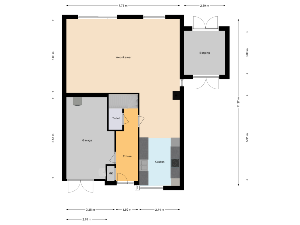 Bekijk plattegrond van Begane grond van De Dreef 36