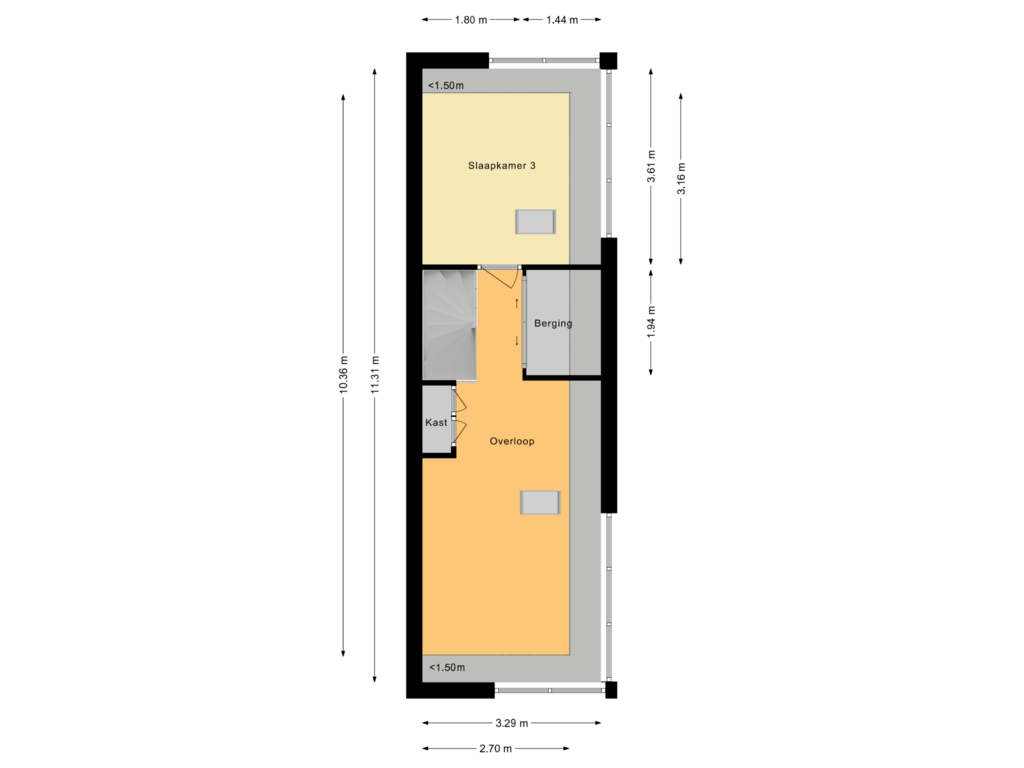 Bekijk plattegrond van Tweede verdieping van De Dreef 36