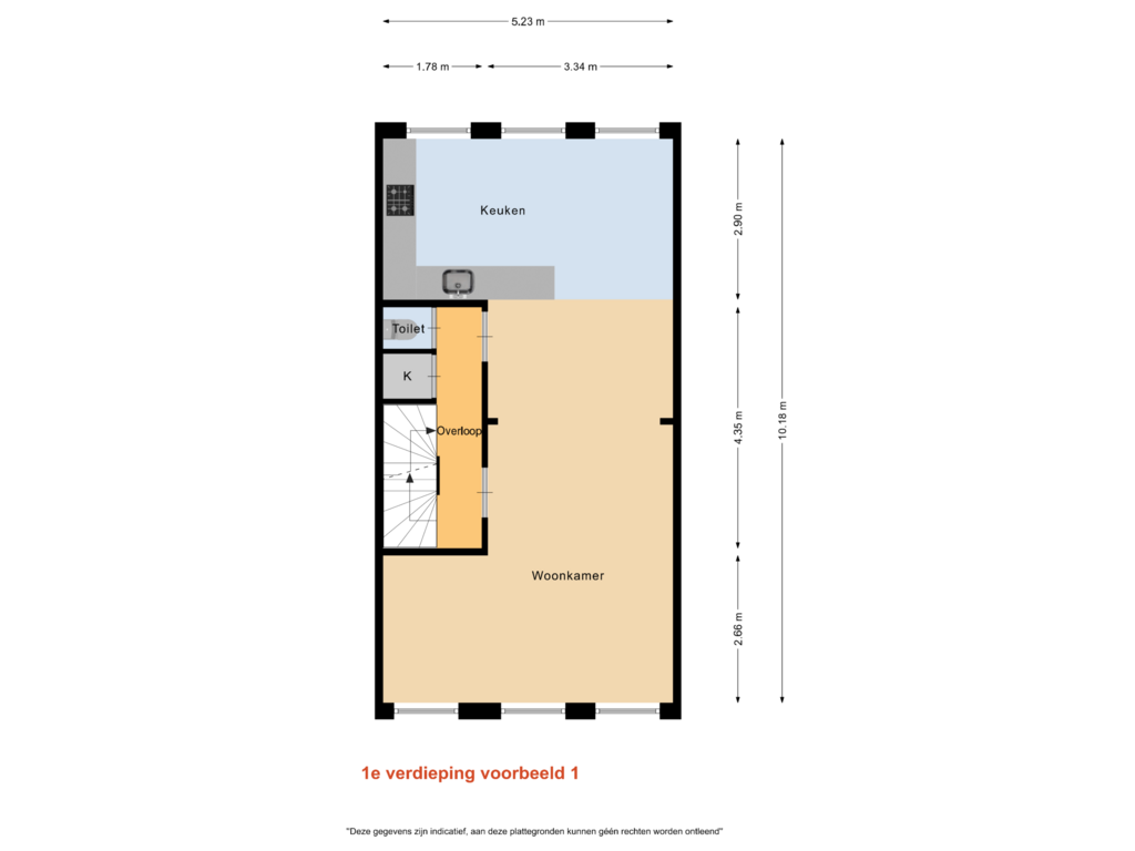 Bekijk plattegrond van 1e verdieping Optie 1 van Schoterweg 168-RD