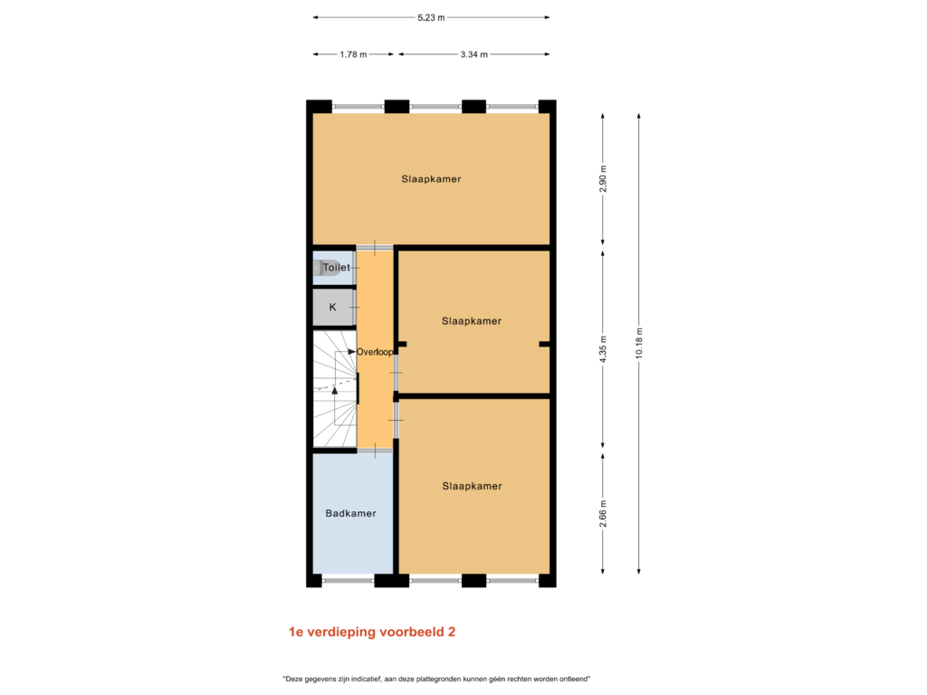 Bekijk plattegrond van 1e verdieping Optie 2 van Schoterweg 168-RD