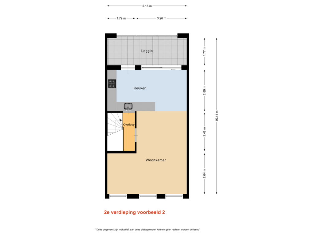 Bekijk plattegrond van 2e verdieping Optie 2 van Schoterweg 168-RD