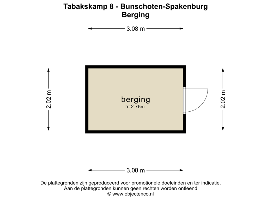 Bekijk plattegrond van BERGING van Tabakskamp 8