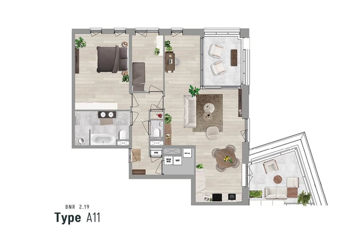 Bekijk foto 3 van Appartement type A11 (Bouwnr. 2.19)