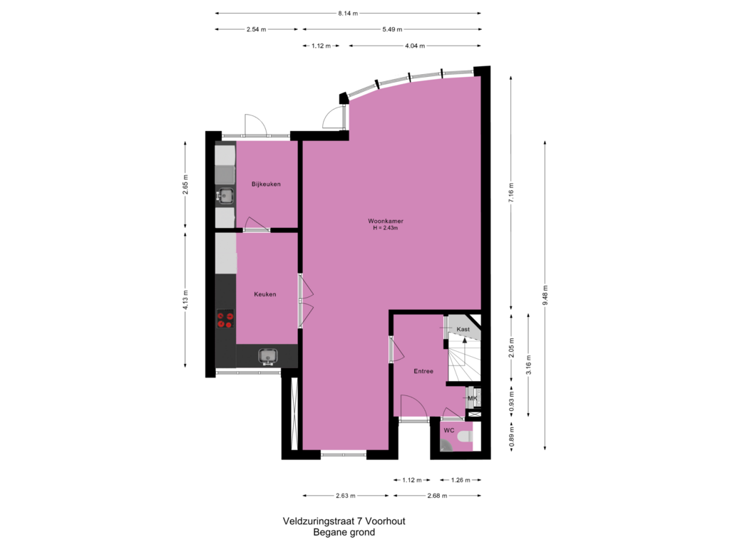 Bekijk plattegrond van Begane grond van Veldzuringstraat 7