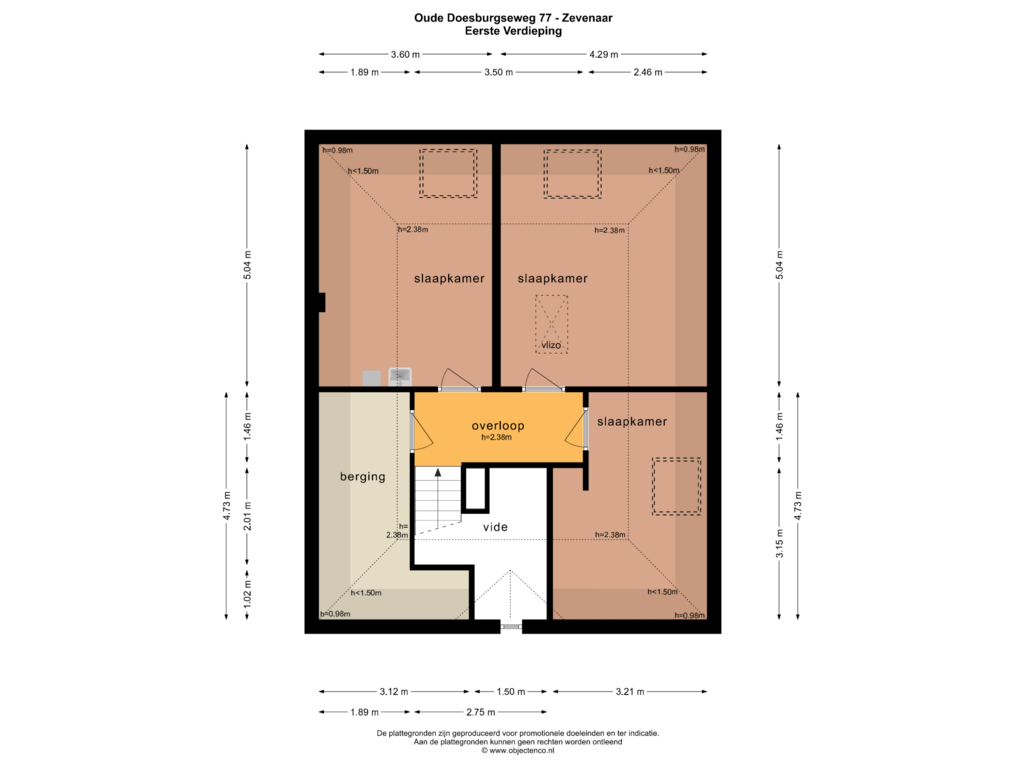 Bekijk plattegrond van EERSTE VERDIEPING van Oude Doesburgseweg 77