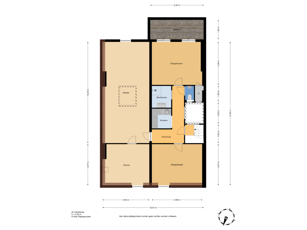 Bekijk plattegrond van 2e Verdieping van Laan Copes van Cattenburch 127