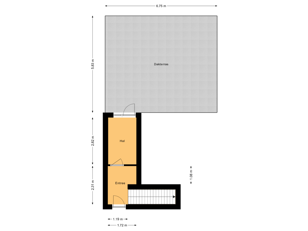 Bekijk plattegrond van Entree van Thorbeckegracht 27-B