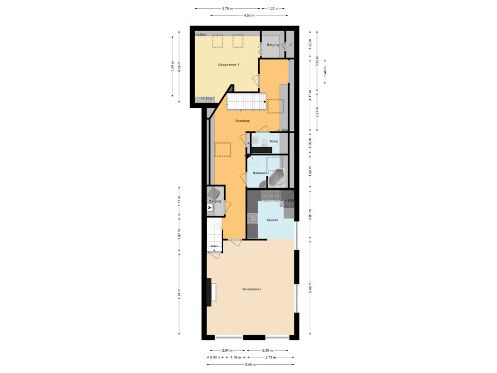 Bekijk plattegrond van Eerste verdieping van Thorbeckegracht 27-B