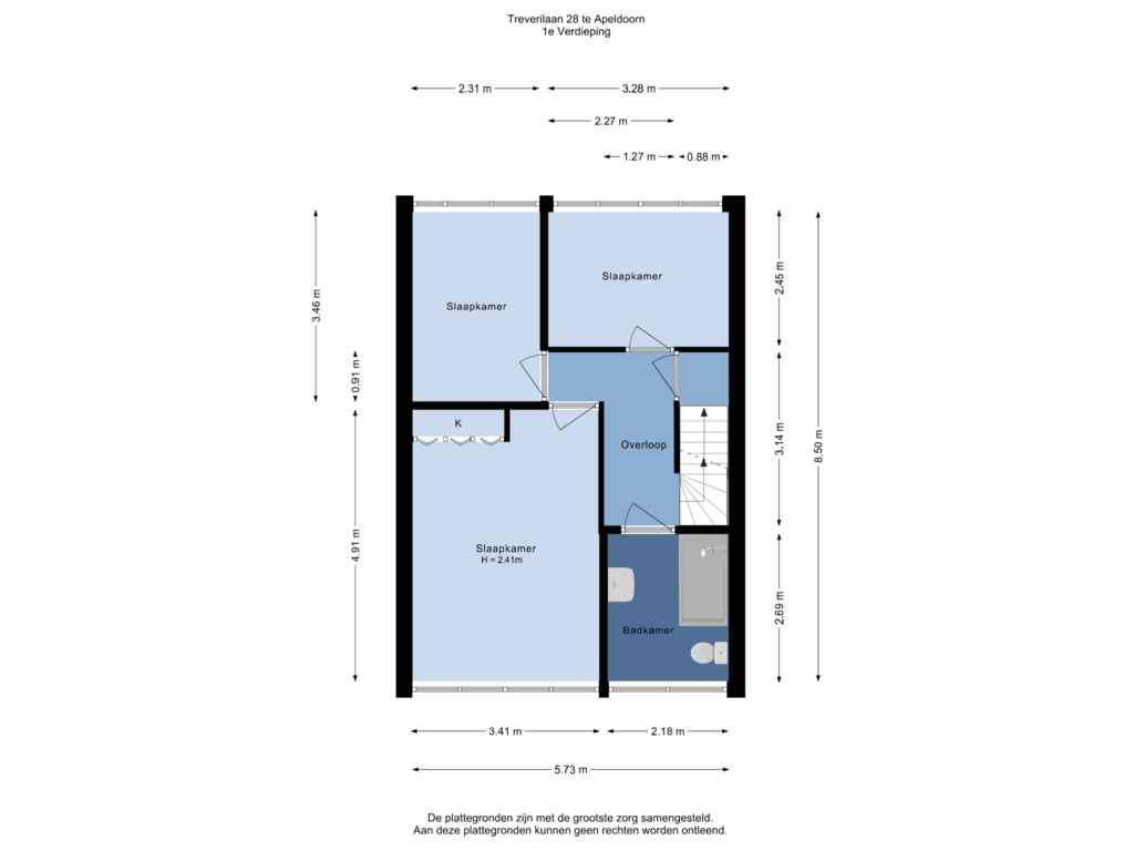 Bekijk plattegrond van 1e Verdieping van Treverilaan 28