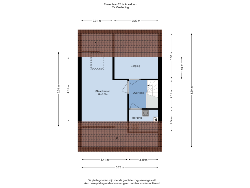 Bekijk plattegrond van 2e Verdieping van Treverilaan 28