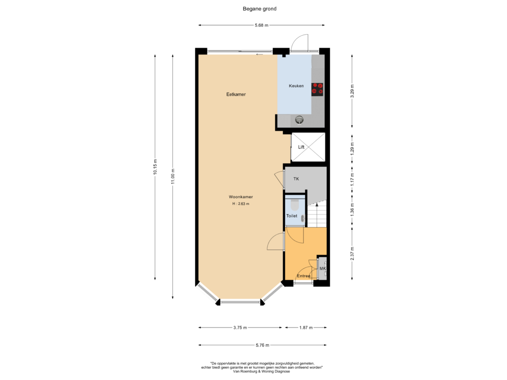 Bekijk plattegrond van Begane grond van Lammenschansweg 27