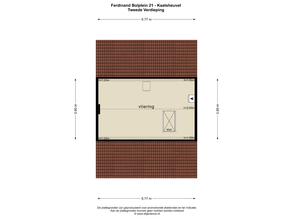 View floorplan of TWEEDE VERDIEPING of Ferdinand Bolplein 21