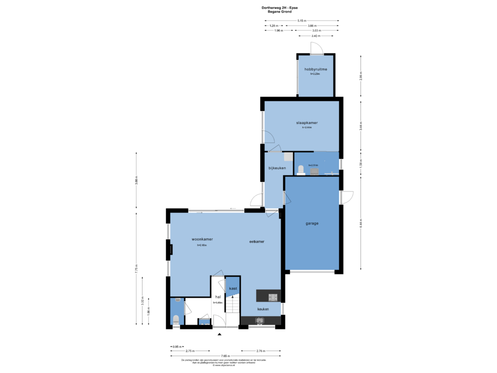 Bekijk plattegrond van BEGANE GROND van Dortherweg 2-H