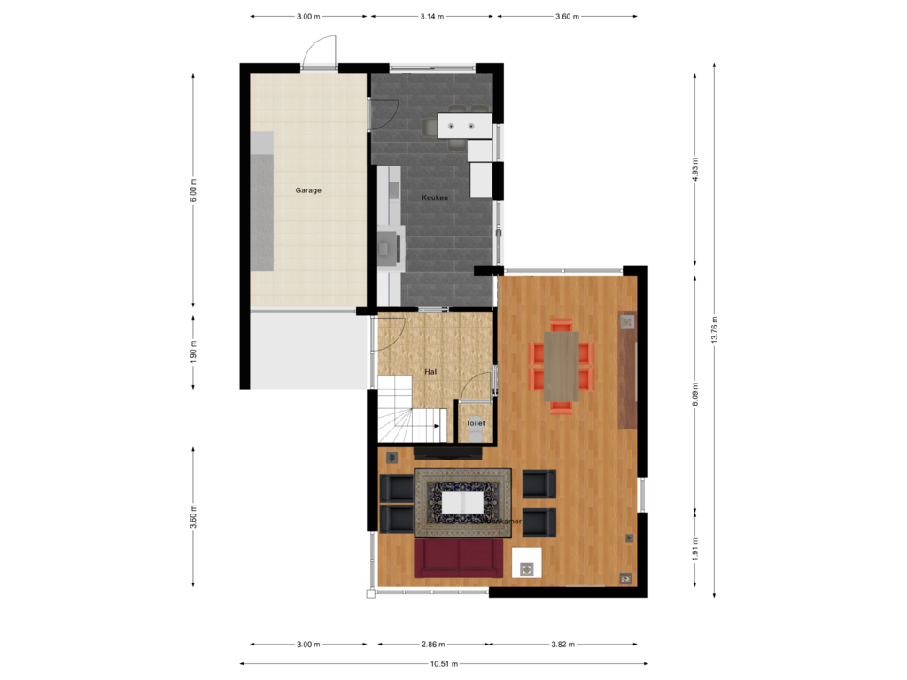 Bekijk plattegrond van Begane grond van Bakkerstraat 5