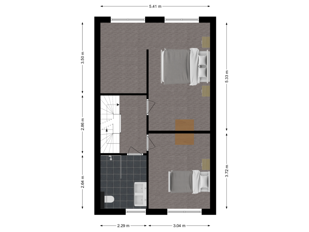 View floorplan of Eerste verdieping of Zaltbommelstraat 27