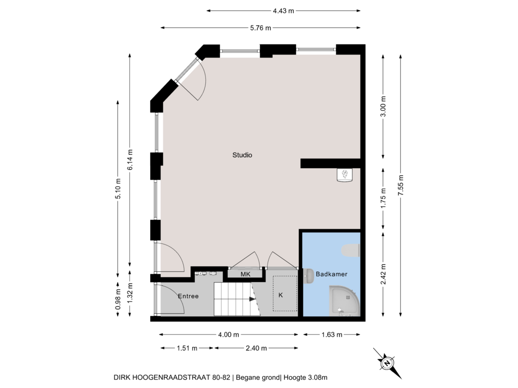 Bekijk plattegrond van Begane grond van Dirk Hoogenraadstraat 80