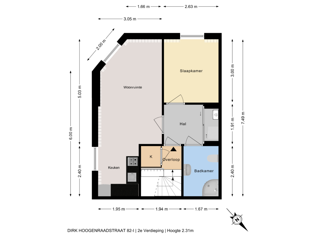 Bekijk plattegrond van 2e Verdieping van Dirk Hoogenraadstraat 80