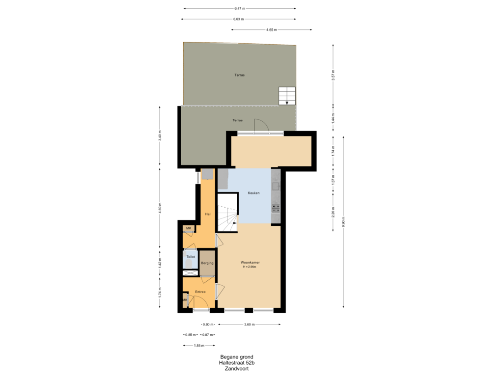 View floorplan of Begane grond of Haltestraat 52-B