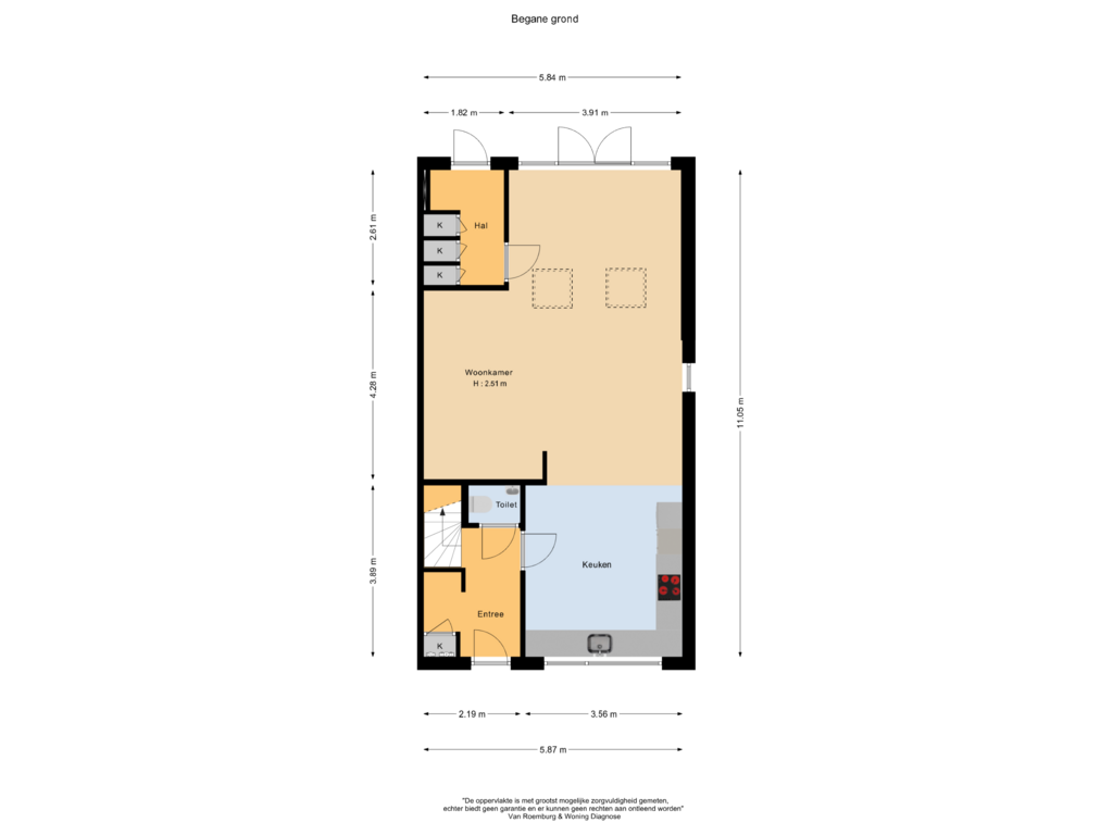 Bekijk plattegrond van Begane grond van Wethouder van Damlaan 28