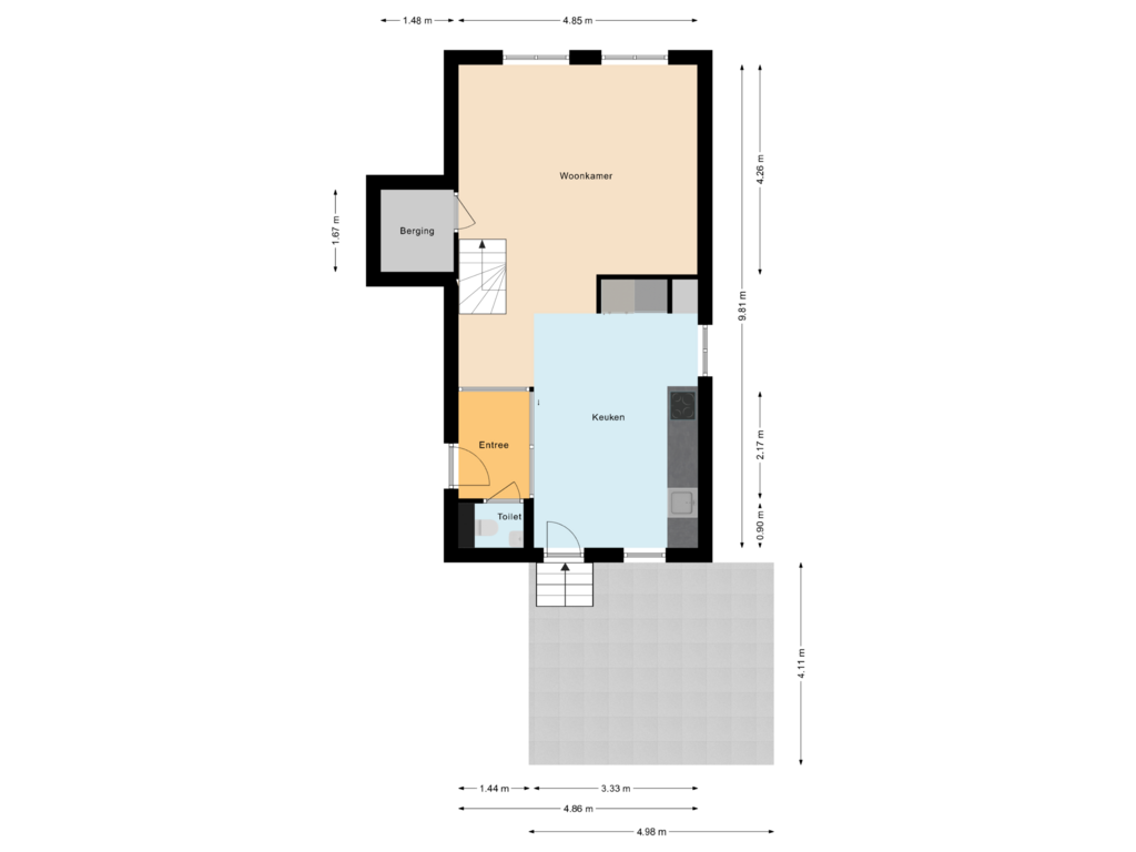 Bekijk plattegrond van Eerste woonlaag van Hoofdstraat 17-B