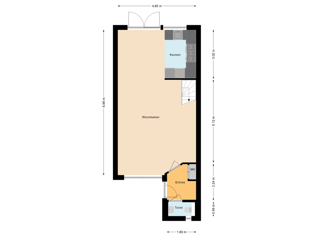 Bekijk plattegrond van Begane grond van Willem Alexanderhof 21