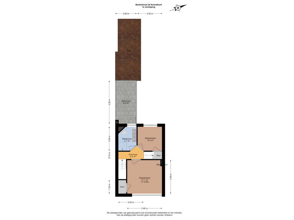 Bekijk plattegrond van 1e verdieping van Berkelstraat 24