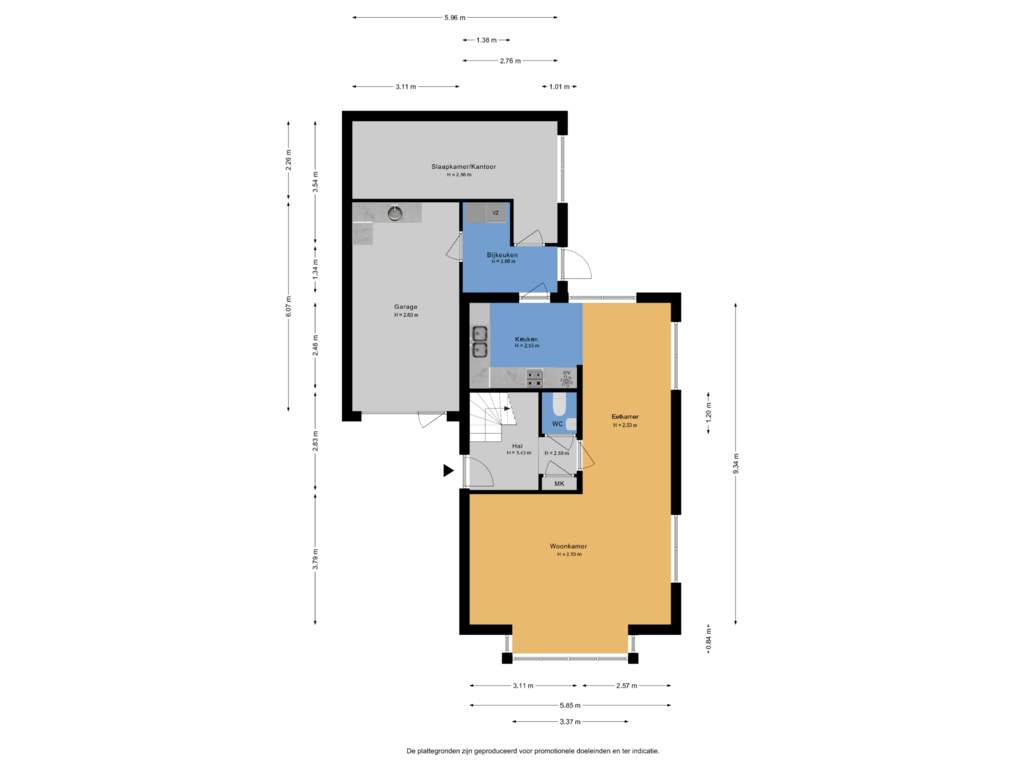 Bekijk plattegrond van Begane grond van Hogeweg 8-A