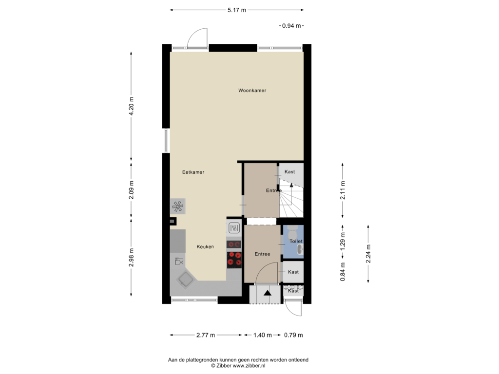 Bekijk plattegrond van Begane Grond van Smidstraat 11