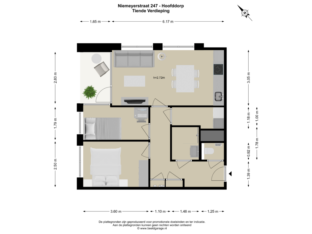 Bekijk plattegrond van TIENDE VERDIEPING van Niemeyerstraat 247