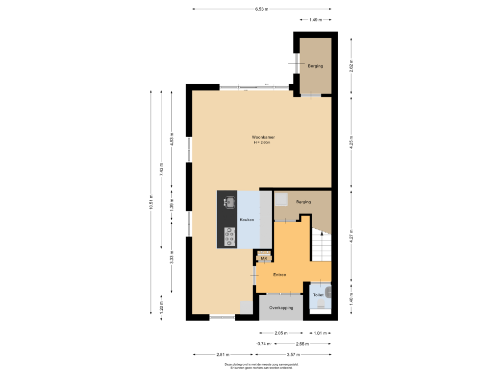 View floorplan of Begane grond of Poppeswegje 27-B