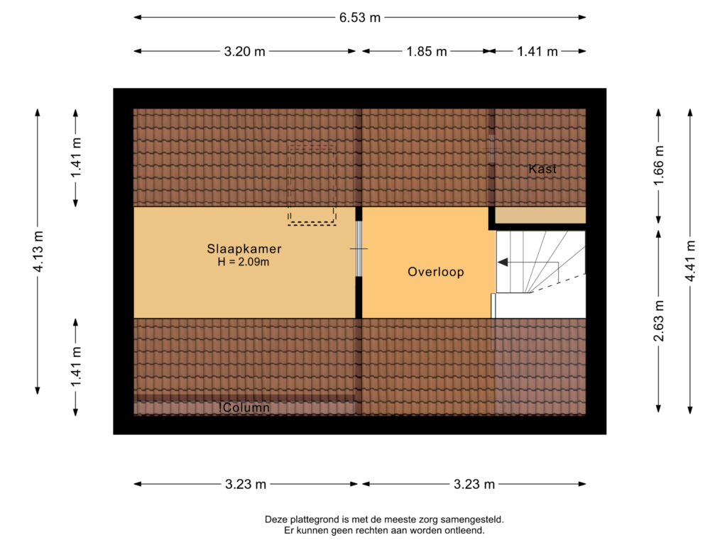 View floorplan of Tweede verdieping of Poppeswegje 27-B