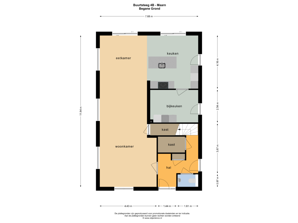 Bekijk plattegrond van BEGANE GROND van Buurtsteeg 4-B