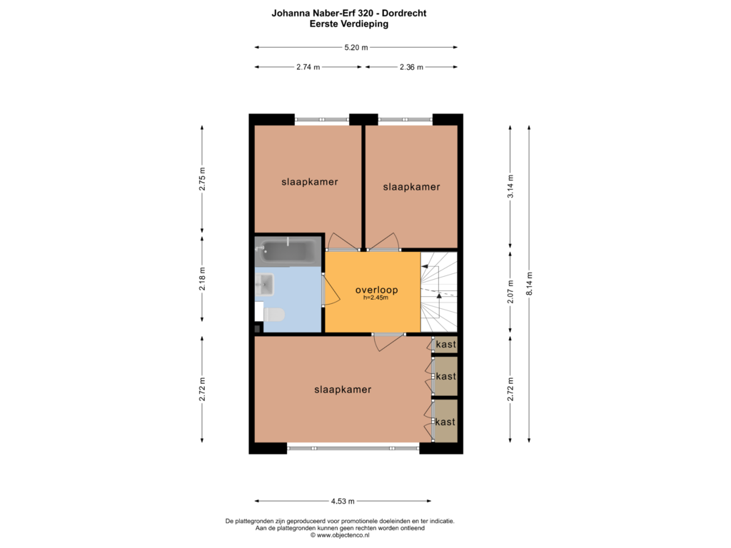 Bekijk plattegrond van EERSTE VERDIEPING van Johanna Naber-erf 320